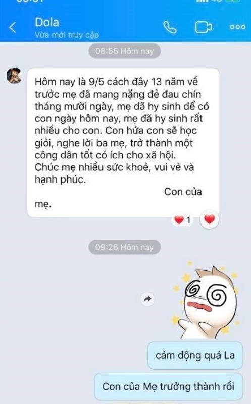 Diễn viên Kim Thư chia sẻ tin nhắn của con trai nhân Ngày của Mẹ, ai nấy sững sờ vì cậu bé mới 13 tuổi đã quá chững chạc-2