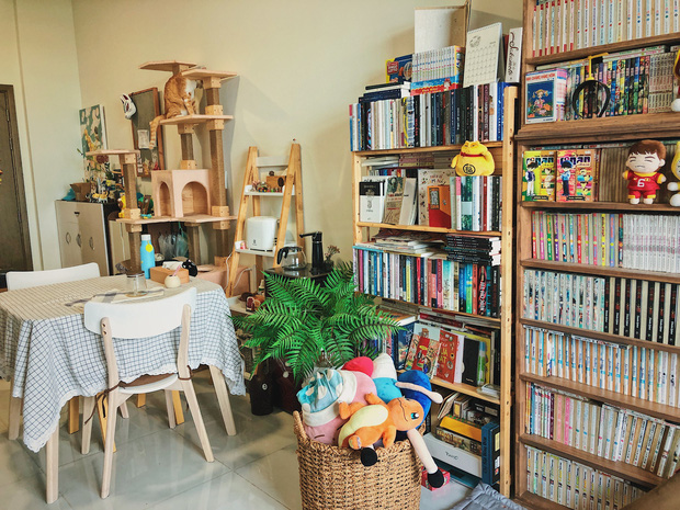 Chàng trai đầu tư 300 triệu decor nhà đi thuê, sở hữu 3000 cuốn sách truyện và vô số đồ đạc nhưng vẫn gọn gàng hết nấc-8