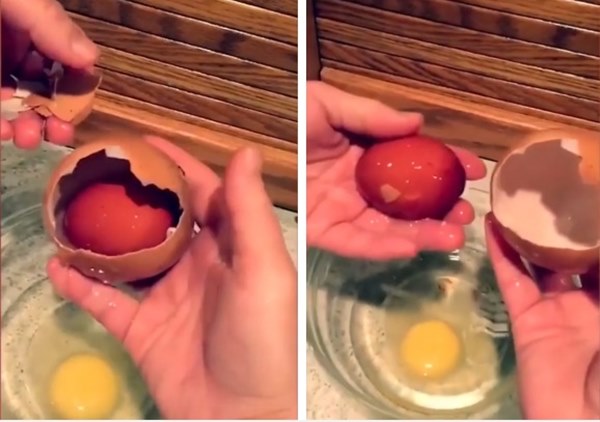 Cô gái ngạc nhiên khi lần đầu tiên chứng kiến quả trứng trong trứng có 1-0-2-5