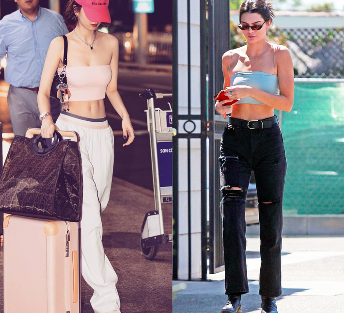 Có đến hơn 10 lần Ngọc Trinh diện crop top đọ dáng một 9 một 10 với Kendall Jenner-5