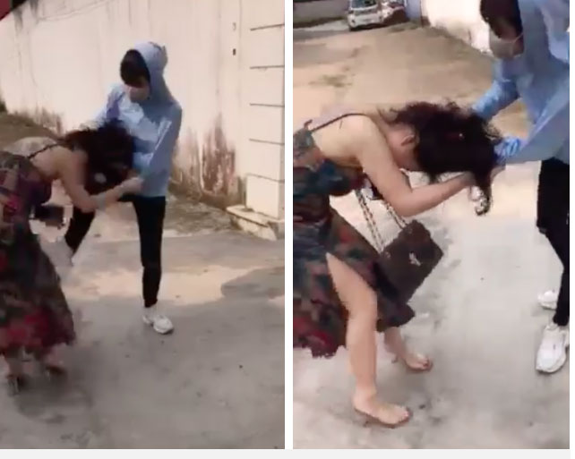 Cặp kè với chồng người, Tuesday xăm trổ bị chị vợ đánh ghen tới tấp ngay giữa đường, chỉ lí nhí xin tha, không dám phản kháng-1