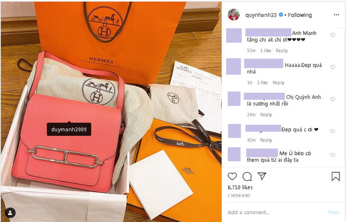 Hậu tin đồn hôn nhân lục đục, Quỳnh Anh sắm ngay túi Hermès trăm triệu, còn tag thẳng Duy Mạnh để khoe khéo-2