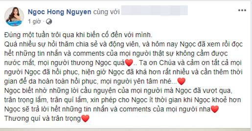 Ca sĩ Hồng Ngọc tiết lộ tình trạng sức khỏe sau vụ bỏng mặt nặng do nổ nồi áp suất-1