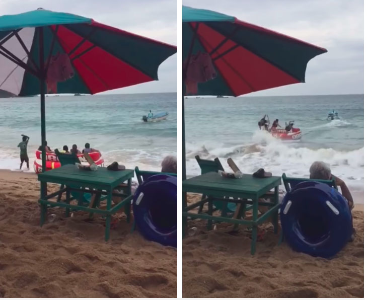 Bỏ cả triệu để chơi trò mạo hiểm, 4 vị khách bất ngờ gặp biến làm lật nhào giữa biển, khiến tất cả các vị khách trên bờ đều cười ngặt nghẽo-1