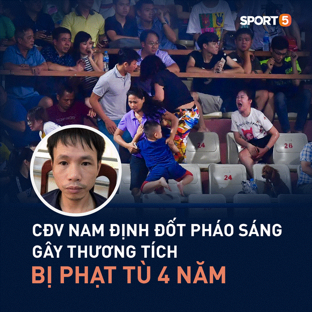 CĐV Nam Định bị phạt tù 4 năm sau vụ bắn pháo hiệu khiến fan nữ bị thương nặng ở sân Hàng Đẫy-1