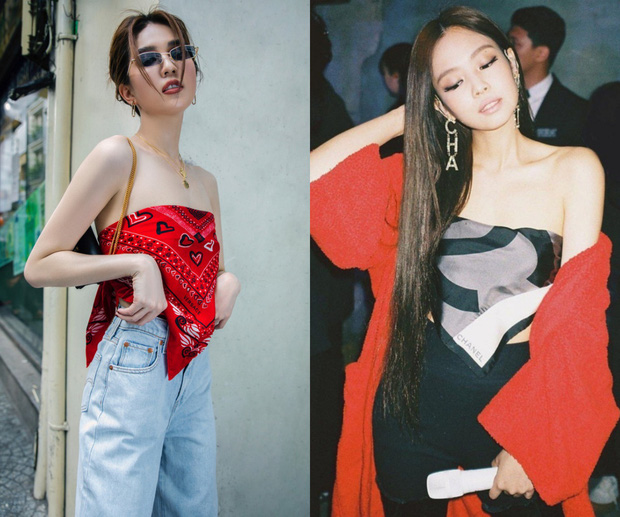 Ngọc Trinh copy Jennie nhưng lại thất thế trước cả Minh Hằng và Khánh Linh khi cùng chế khăn thành trang phục-8
