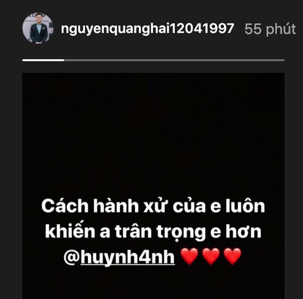 Quang Hải nhắn nhủ Huỳnh Anh lúc nửa đêm: Cách hành xử của em luôn khiến anh trân trọng em hơn-1