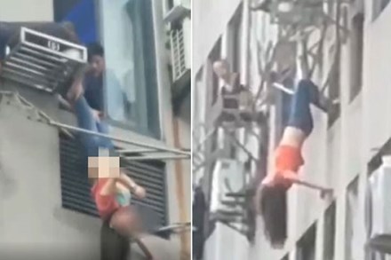 Người phụ nữ say rượu bị ngã khỏi cửa sổ, may mắn giữ được mạng sống nhờ sào phơi đồ, đoạn video được chia sẻ khiến mọi người thót tim