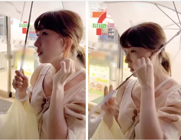 Cô gái xinh đẹp sở hữu chiếc tai kỳ lạ có thể kéo dài và cuốn cả chiếc dù để che nắng mỗi khi 2 tay bận xách đồ-1