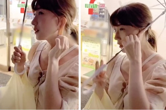 Cô gái xinh đẹp sở hữu chiếc tai kỳ lạ có thể kéo dài và cuốn cả chiếc dù để che nắng mỗi khi 2 tay bận xách đồ