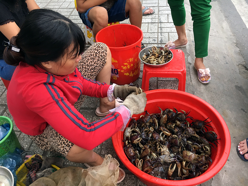 Thời tiết nắng nóng, tiểu thương bán cua đồng giá 130-150 ngàn đồng/kg, 8 giờ sáng đã hết sạch hàng-2