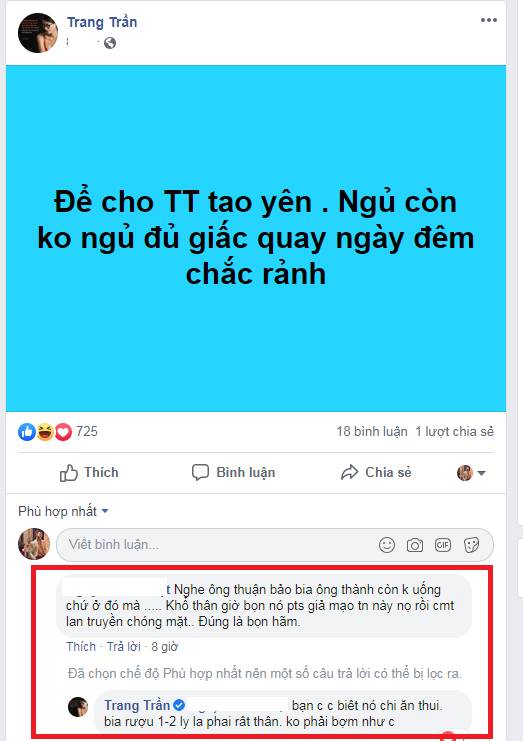 Trang Trần bênh vực Trấn Thành giữa lùm xùm dùng chất cấm: Để cho Trấn Thành tao yên”-4