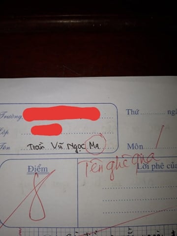 Viết vội tên vào bài kiểm tra, nữ sinh khiến ai nấy sợ xanh mặt, đến thầy giáo cũng hoảng hốt phê Tên ghê quá!-1