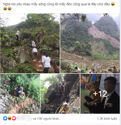 Bài đăng thu hút đến 13 nghìn like chỉ sau 1 giờ đăng tải về đám cưới đặc biệt: Hóa ra yêu nhau mấy núi cũng trèo đời thực là thế này đây!-1
