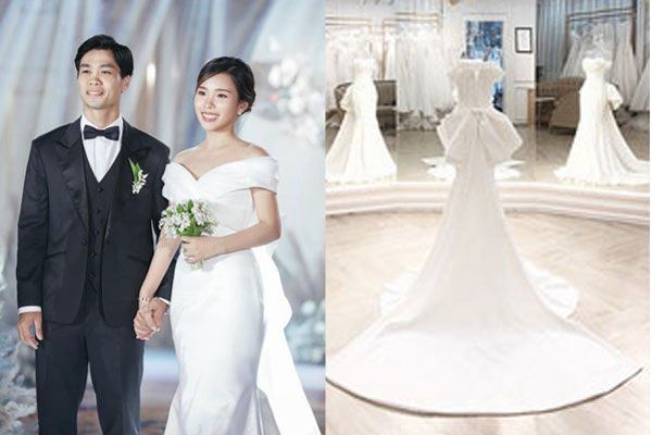 Váy cưới của Viên Minh  Vợ Công Phượng có giá thuê 35 triệu