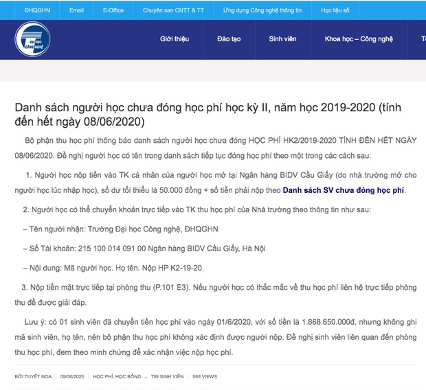 Sinh viên chuyển nhầm gần 2 tỷ học phí nhưng không ghi tên, ĐH Quốc gia Hà Nội thông báo tìm danh tính-1