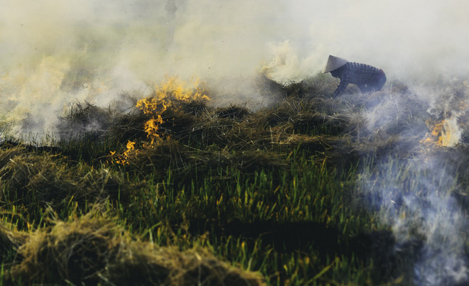 Người dân Hà Nội đốt rơm rạ khói bay mù mịt giữa cái nóng gần 40 độ, khiến không khí ngày càng ô nhiễm-3