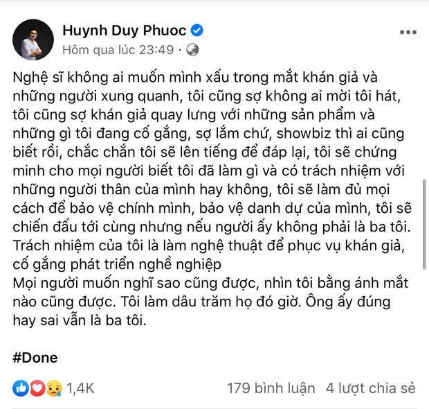 Duy Phương tiết lộ con trai không bao giờ cho tiền, Duy Phước buồn bã đăng status: Ông ấy đúng hay sai vẫn là ba tôi-1