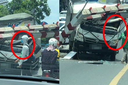 Xe tải đâm sập rào chắn độ cao cầu vượt Thái Hà, hình ảnh tay người bên vô lăng khiến dân mạng sợ hãi
