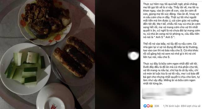 Mâm cơm nguội ngắt với món bí luộc cả vỏ nhưng anh chồng thấy hạnh phúc nhất đời, lí do thực sự khiến tất cả lặng người-1