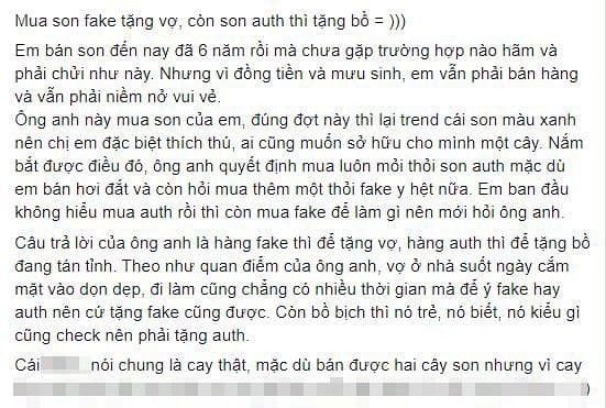 Chồng mua son fake tặng vợ, son auth tặng bồ: Lý do phía sau khiến người bán hàng cũng phải tức thay-1