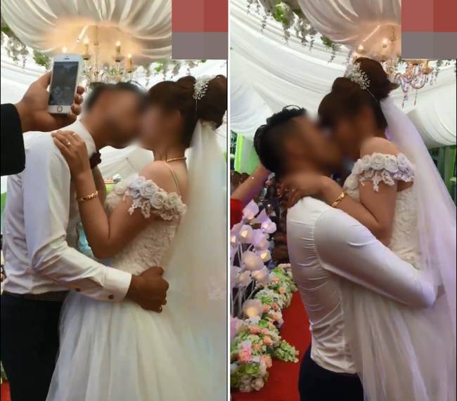 Chú rể có hành động gây sốc khi hôn cô dâu ngay trên sân khấu hôn lễ khiến nhiều người bàng hoàng chẳng hiểu lí do là sao-3