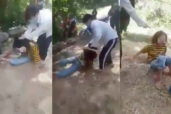 Clip: Nữ sinh bị đánh hội đồng ngay bên đường, quỳ gối xin lỗi vẫn bị túm tóc tát tới tấp-3