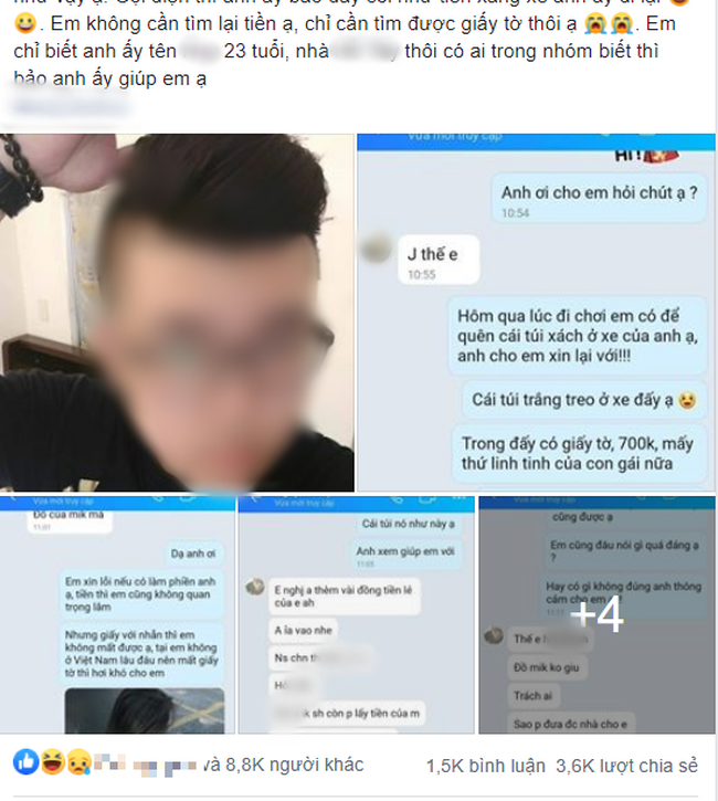 Vụ bóc phốt hot nhất ngày thứ Hai: Hẹn hò qua mạng rồi để quên túi xách ở xe bạn trai, cô gái nhắn tin xin lại thì bị chửi Anh đi SH mà phải lấy tiền của mày à?-1