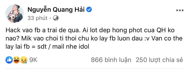 Động thái mới nhất làm nhiều người bất ngờ của Quang Hải sau status thông báo bị hack tài khoản Facebook-1