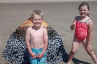 Cho con nô đùa chụp ảnh với vật thể lạ trên bãi biển, vài ngày sau cặp vợ chồng thót tim phát hiện sự thật, 2 đứa trẻ thoát chết thần kỳ