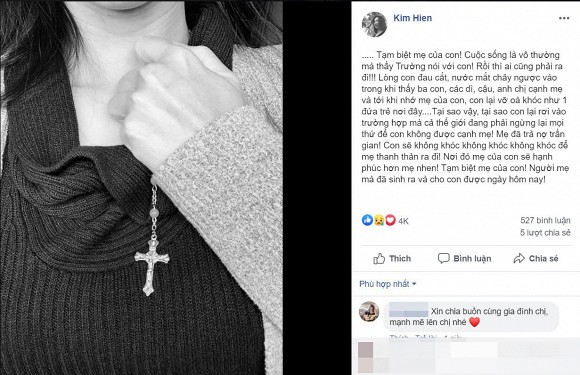 Mẹ ruột qua đời, Kim Hiền lòng đau như cắt khi không thể về Việt Nam chịu tang-1