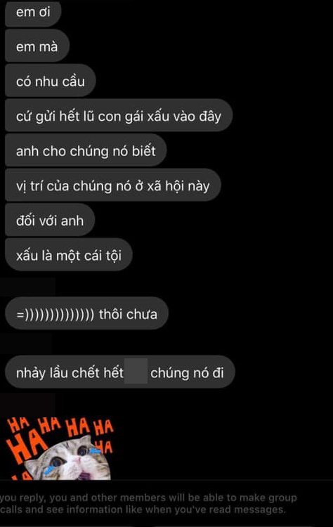 Bàng hoàng với nhóm chat của học sinh các trường THPT nổi tiếng lập ra để miệt thị ngoại hình bạn bè: Xấu là 1 cái tội, chết đi-4