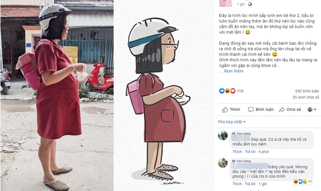 Trước lúc đi đẻ được chồng vẽ cho một tấm ảnh để đời, người vợ bỗng trở nên nổi tiếng, phủ sóng khắp các trang mạng xã hội-1