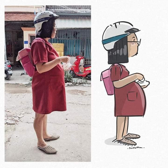 Trước lúc đi đẻ được chồng vẽ cho một tấm ảnh để đời, người vợ bỗng trở nên nổi tiếng, phủ sóng khắp các trang mạng xã hội-2