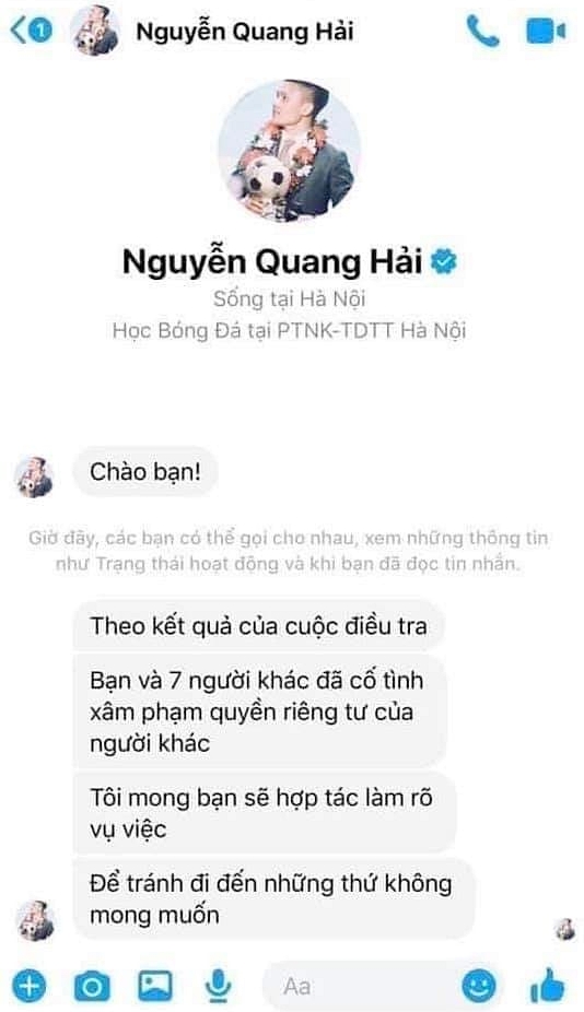 Lộ tin nhắn được cho là đích danh Quang Hải gửi đến nhóm hacker, ngầm thông báo đã tìm ra thủ phạm hack tài khoản Facebook của chàng cầu thủ trẻ?-3