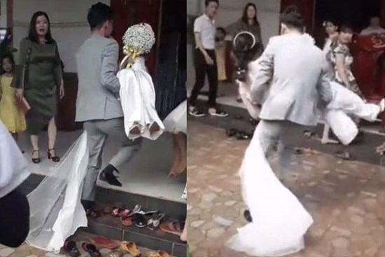 Sự thật clip chú rể bế cô dâu qua mặt mẹ chồng để vào nhà bằng cửa chính: Mẹ ngăn lại vì chú rể đi quá nhanh khi cô dâu đang có bầu