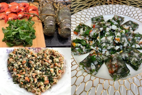Cuối tuần chế biến món tiết canh tôm hùm đãi cả nhà, thành phẩm độc lạ trong như miếng thạch rau câu