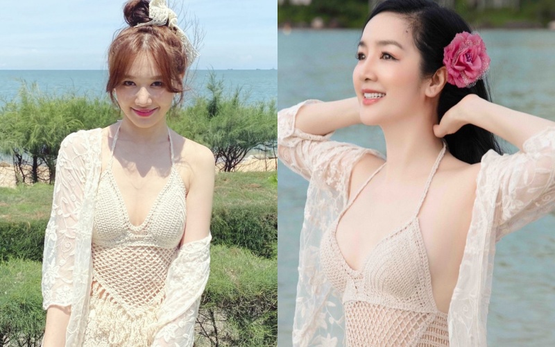 Chênh nhau 14 tuổi nhưng HH Giáng My chẳng hề kém đẹp so với Hari Won khi đụng bộ đồ bơi khoe dáng nuột-7