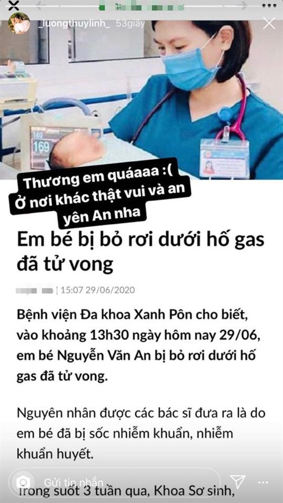 Đỗ Mỹ Linh, Lương Thuỳ Linh xót xa khi hay tin em bé bị bỏ rơi ở hố gas đã qua đời: Về với thiên đường con nhé!-4