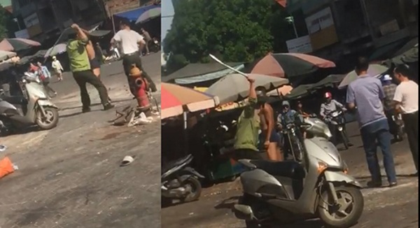 Clip bảo vệ chợ Vinh đánh người có bệnh thần kinh như điên dại-1