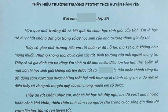 Tâm thư thầy hiệu trưởng gửi nữ sinh duy nhất trượt học sinh giỏi: Từng dòng chữ khiến ai đọc cũng rơi nước mắt!