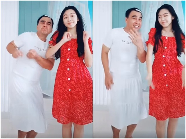 Chiều con như Quyền Linh, chịu mặc váy, kẹp tóc mái nhảy cùng con gái cực xinh-1