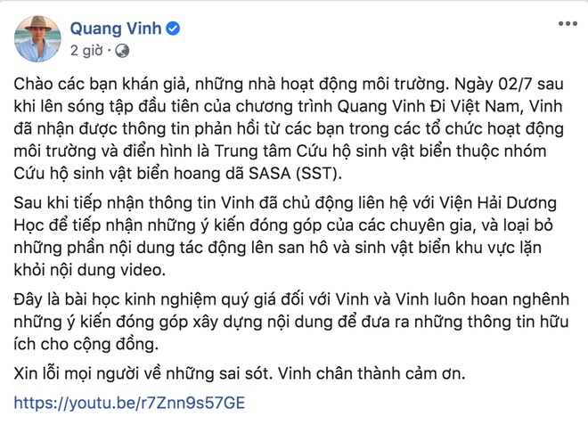 Quang Vinh bất ngờ lên tiếng xin lỗi về sự cố ngồi lên rạn san hô khi quay clip du lịch ở Phú Quốc-3