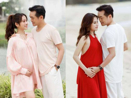 Vợ kém 13 tuổi của Dương Khắc Linh tung ảnh bầu ngọt như kẹo, bụng đã to như sắp sinh-1