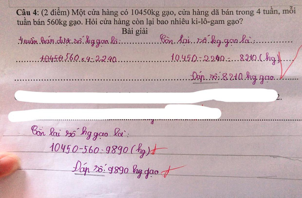 Bài toán gây lú vì trò làm đúng nhưng cô chữa thành sai, cộng đồng mạng tranh cãi dữ dội-1