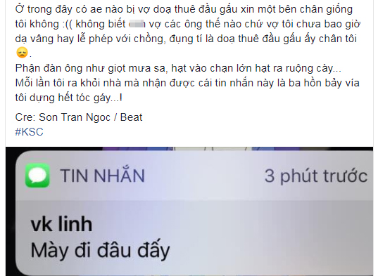 Anh chồng đi một bước là bị vợ dọa thuê người xử, quá sợ hãi đành cầu cứu dân mạng-1