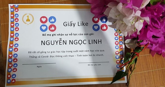 Khích lệ con, phụ huynh tạo ra giấy like thay cho giấy khen, dân mạng xướng danh ông bố của năm-1