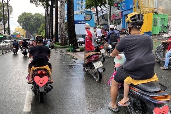 Ngọt ngào khoảnh khắc con gái chui vào sau áo bố để tránh mưa: Bố luôn là 