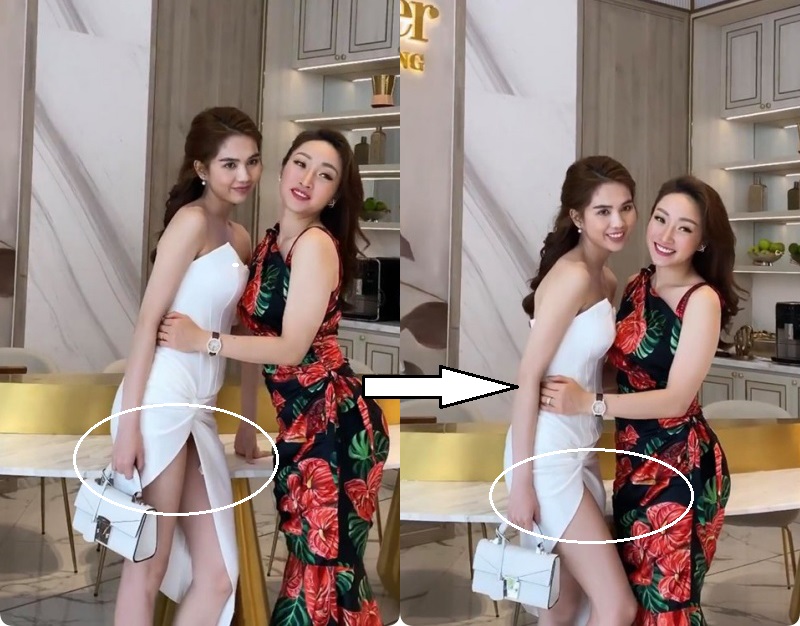 Mặc đầm xẻ cao hun hút, Ngọc Trinh lóng ngóng tạo dáng, cũng may có mách nước không thì mất điểm-2