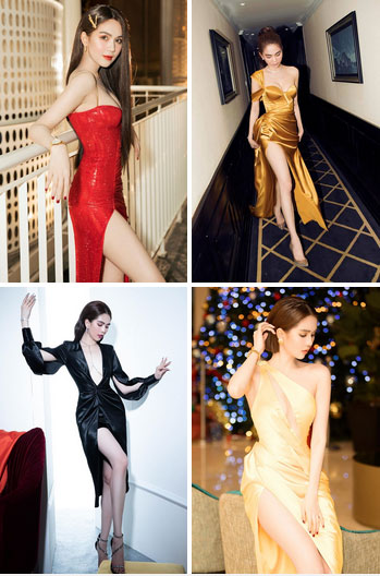 Mặc đầm xẻ cao hun hút, Ngọc Trinh lóng ngóng tạo dáng, cũng may có mách nước không thì mất điểm-4